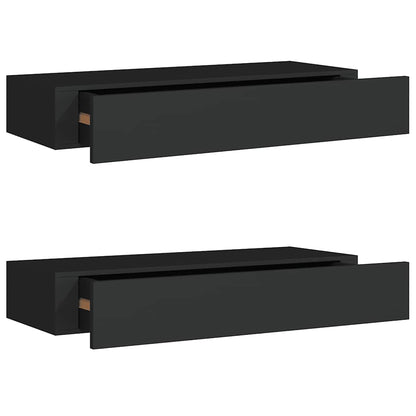Wall-mounted Drawer Shelves 2 pcs Black 60x23.5x10cm MDF