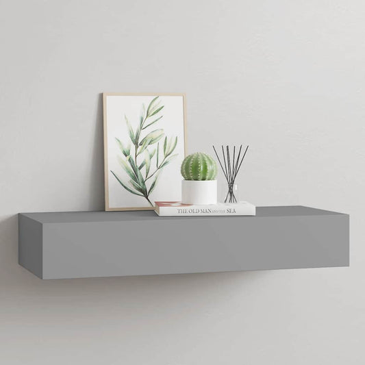 Wall-mounted Drawer Shelf Grey 60x23.5x10cm MDF