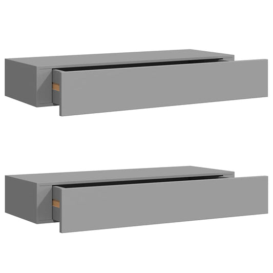 Drawer Shelf | Set of 2 | Grey | MDF and metal | Compact | Wall mounting