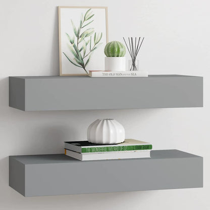 Wall-mounted Drawer Shelves 2 pcs Grey 60x23.5x10cm MDF