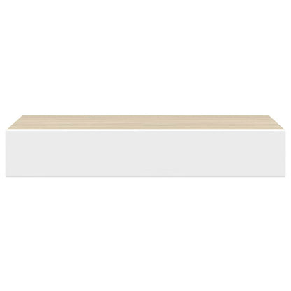 Wall Drawer Shelves 2 pcs Oak and White 60x23.5x10cm MDF