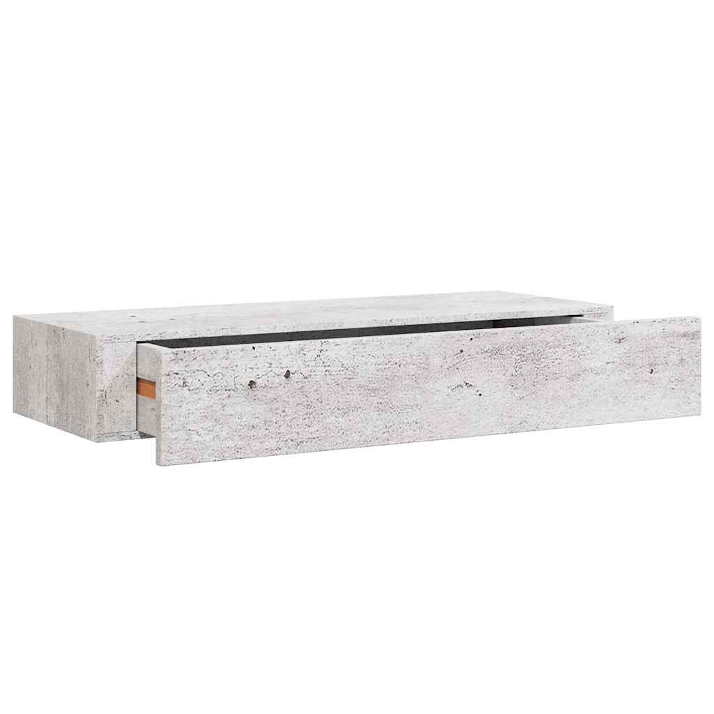 Wall-mounted Drawer Shelf Concrete Grey 60x23.5x10cm MDF