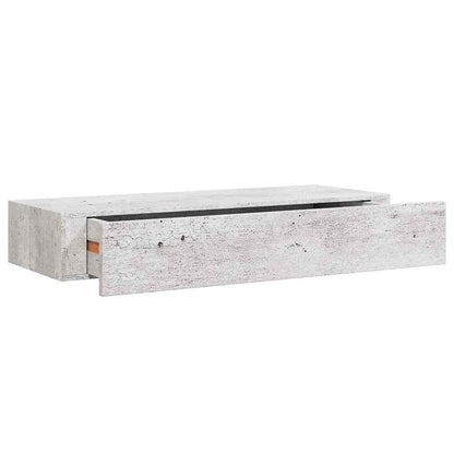 Wall-mounted Drawer Shelf Concrete Grey 60x23.5x10cm MDF