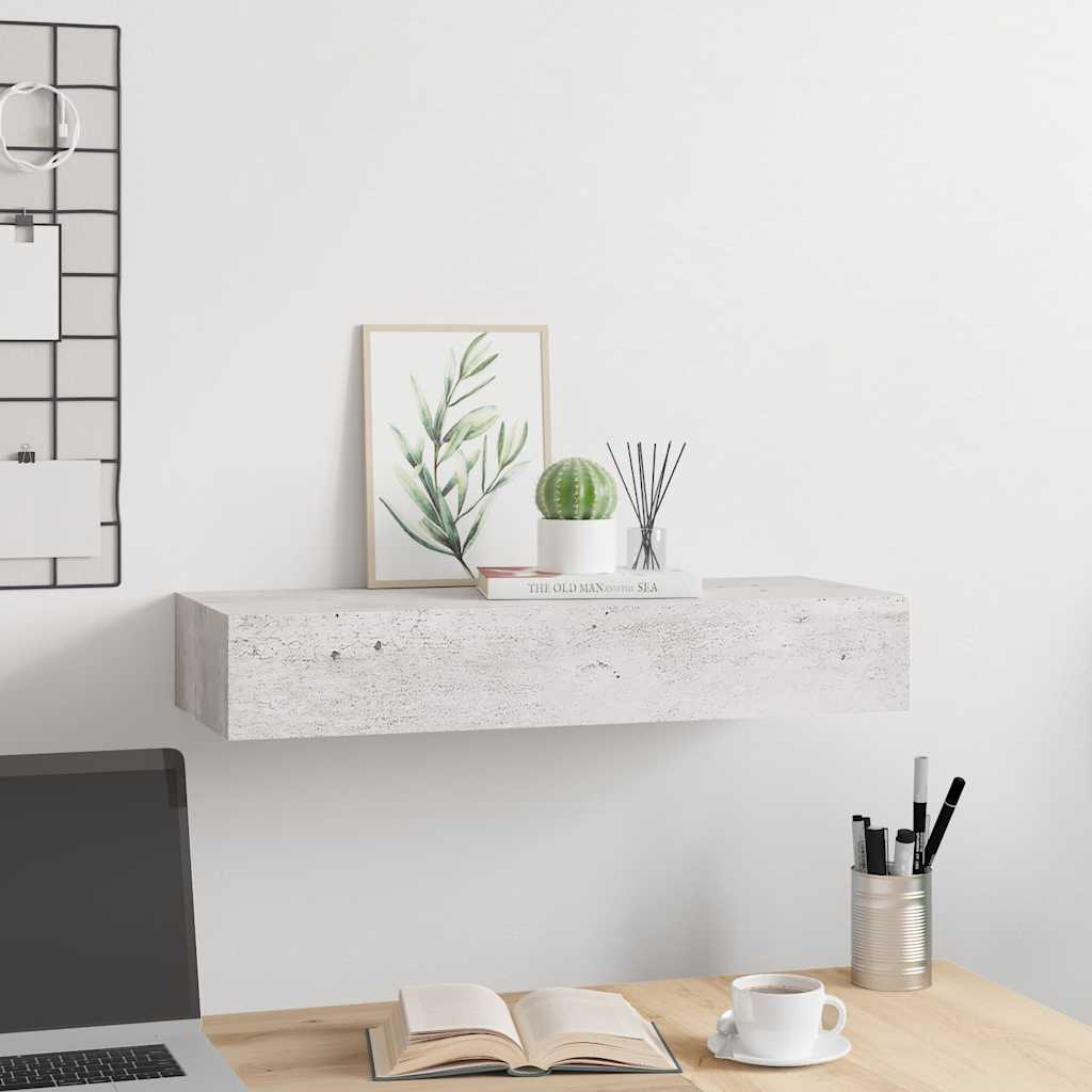 Wall-mounted Drawer Shelf Concrete Grey 60x23.5x10cm MDF