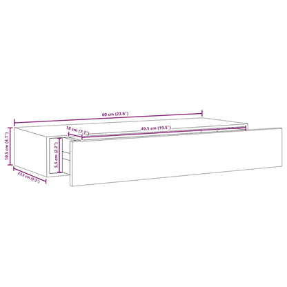 Wall-mounted Drawer Shelf Concrete Grey 60x23.5x10cm MDF