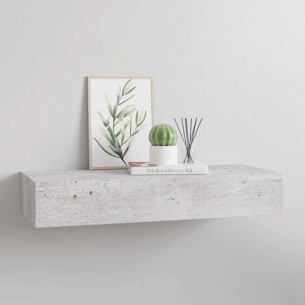 Wall-mounted Drawer Shelf Concrete Grey 60x23.5x10cm MDF