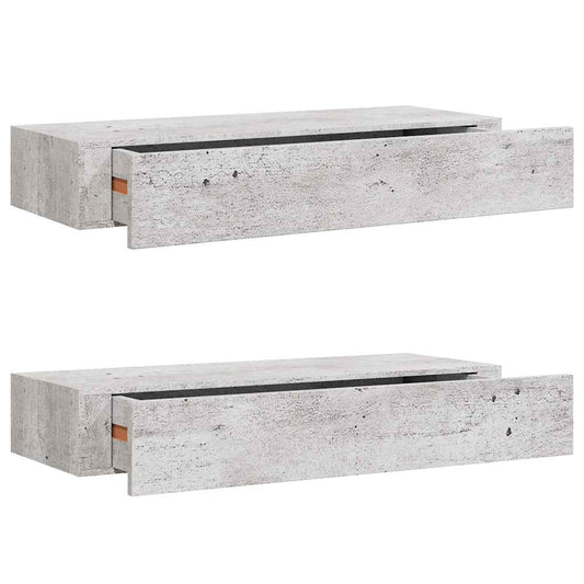 Drawer Shelf | Set of 2 | Concrete Grey | MDF | 60x23.5x10 cm