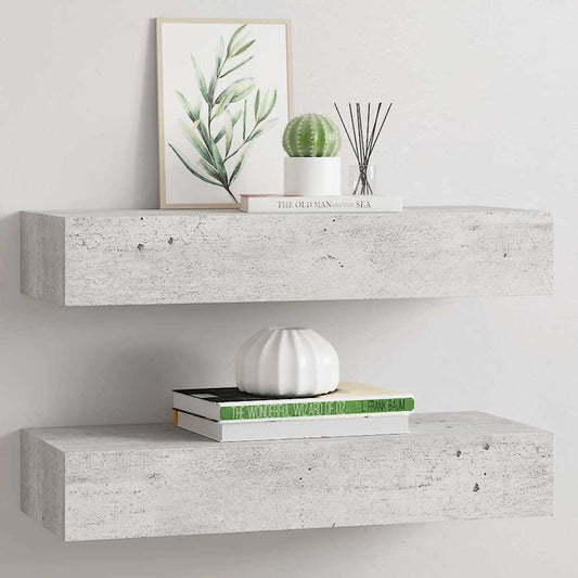 Drawer Shelf | Set of 2 | Concrete Grey | MDF | 60x23.5x10 cm