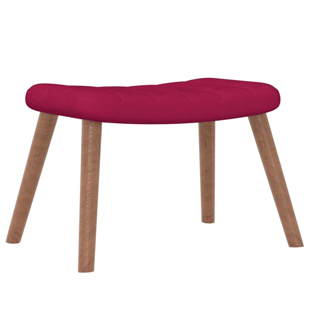 Relaxing Chair with a Stool Wine Red Velvet