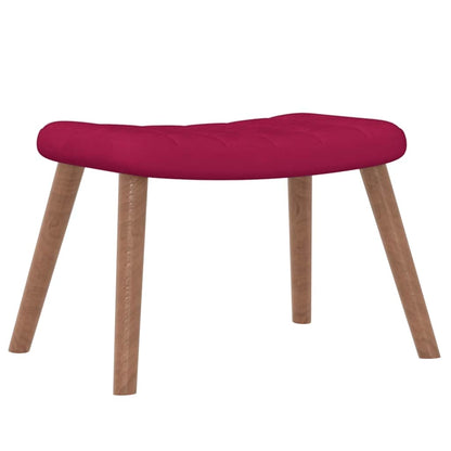 Relaxing Chair with a Stool Wine Red Velvet