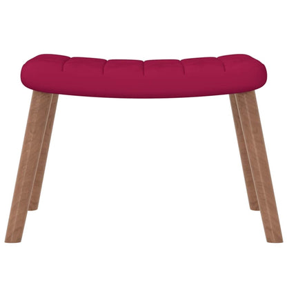Relaxing Chair with a Stool Wine Red Velvet