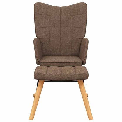 Rocking Chair with a Stool Brown Fabric