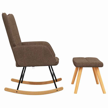 Rocking Chair with a Stool Brown Fabric