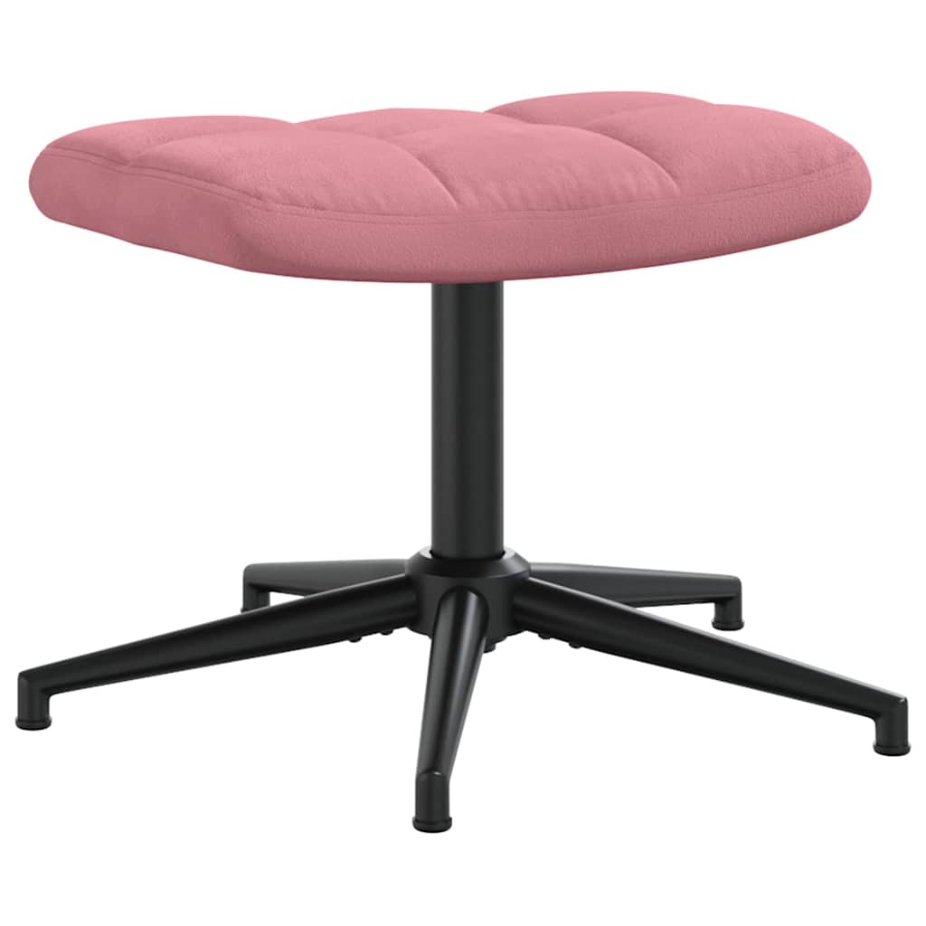 Relaxing Chair with a Stool Pink Velvet
