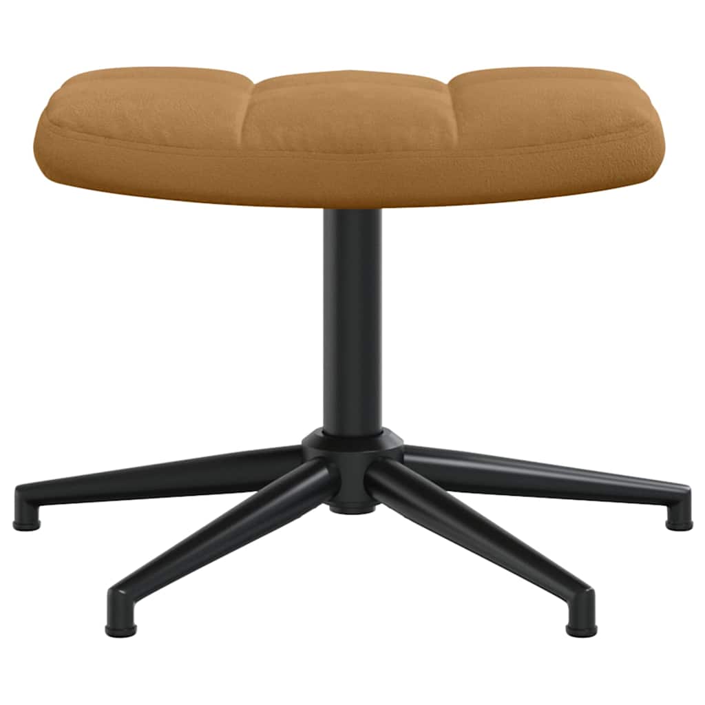 Relaxing Chair with a Stool Brown Velvet
