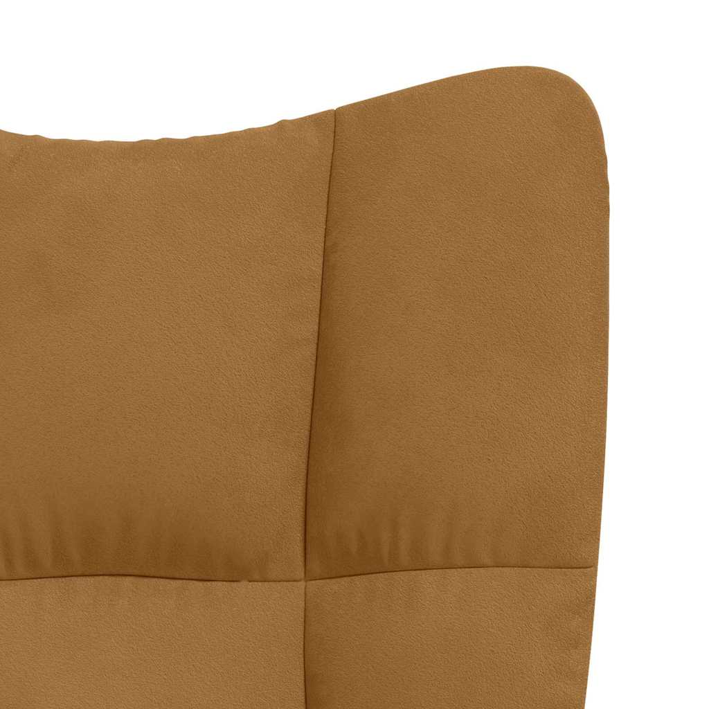 Relaxing Chair with a Stool Brown Velvet