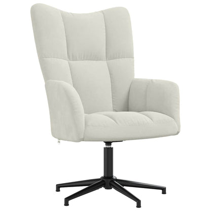 Relaxing Chair with a Stool Cream White Velvet