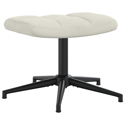 Relaxing Chair with a Stool Cream White Velvet