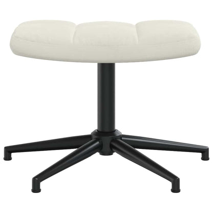 Relaxing Chair with a Stool Cream White Velvet