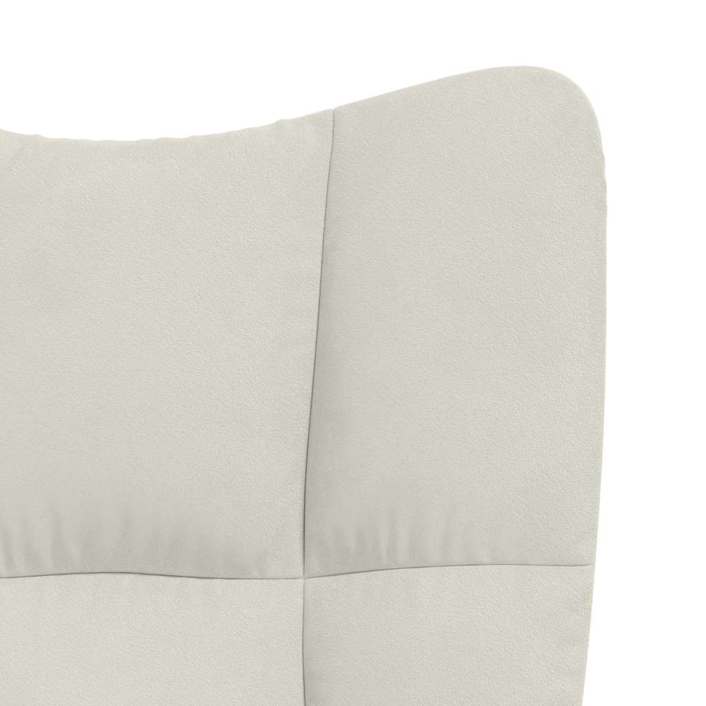 Relaxing Chair with a Stool Cream White Velvet