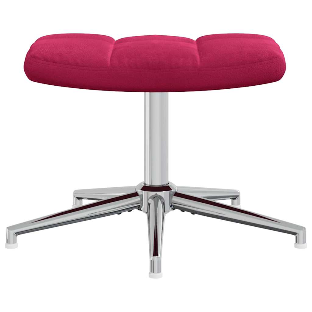 Relaxing Chair with a Stool Wine Red Velvet