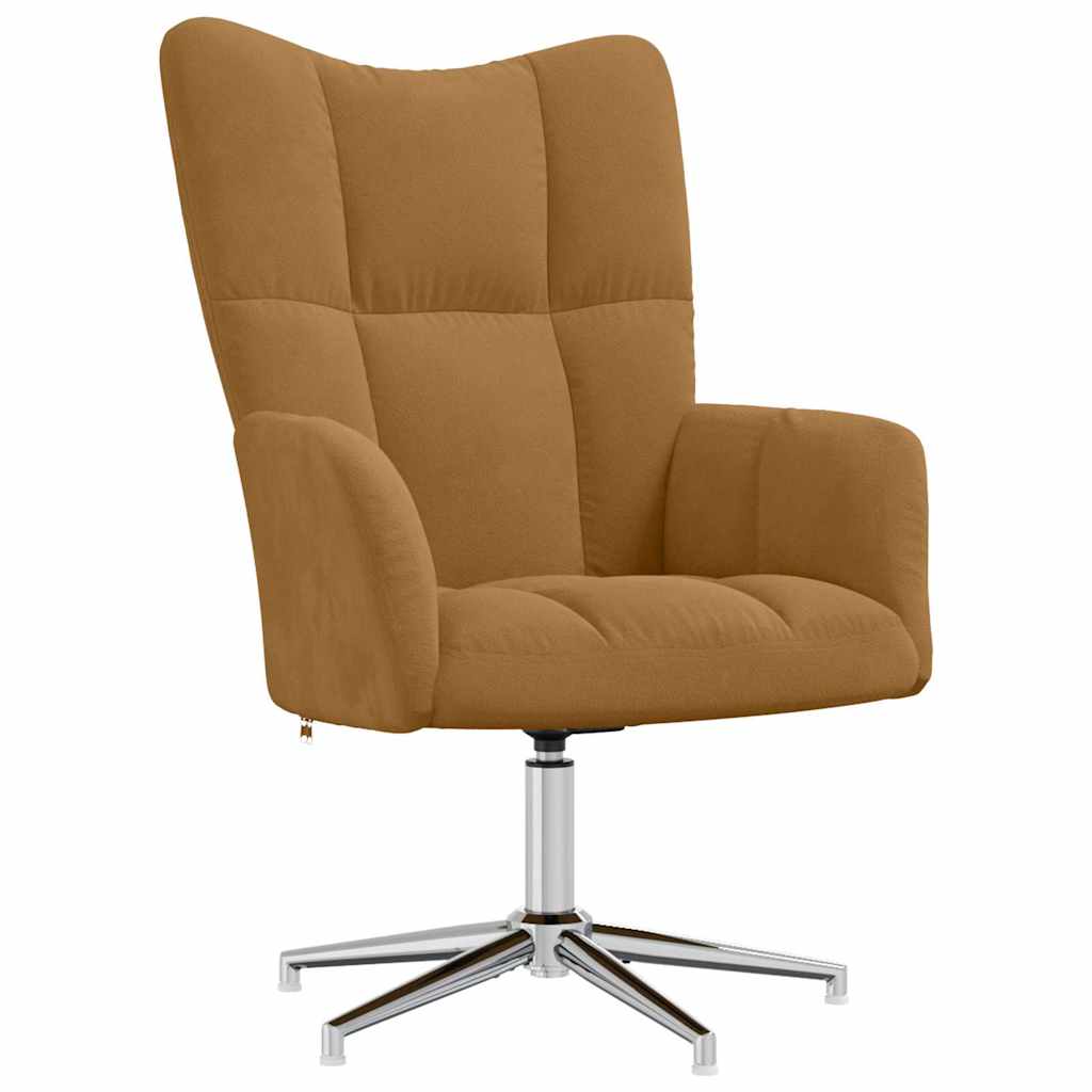 Relaxing Chair with a Stool Brown Velvet