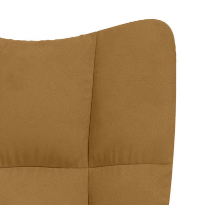 Relaxing Chair with a Stool Brown Velvet