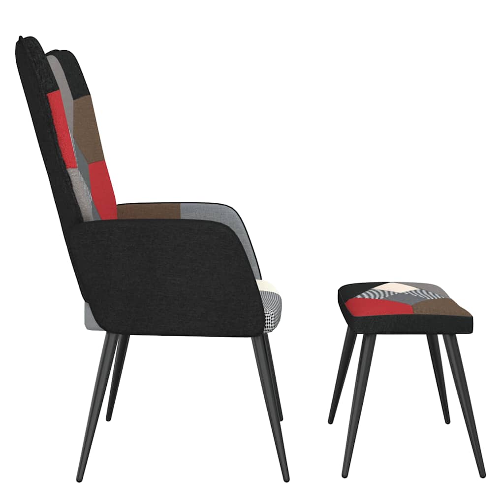 328198 vidaXL Relaxing Chair with a Stool Patchwork Fabric