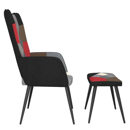 328198 vidaXL Relaxing Chair with a Stool Patchwork Fabric