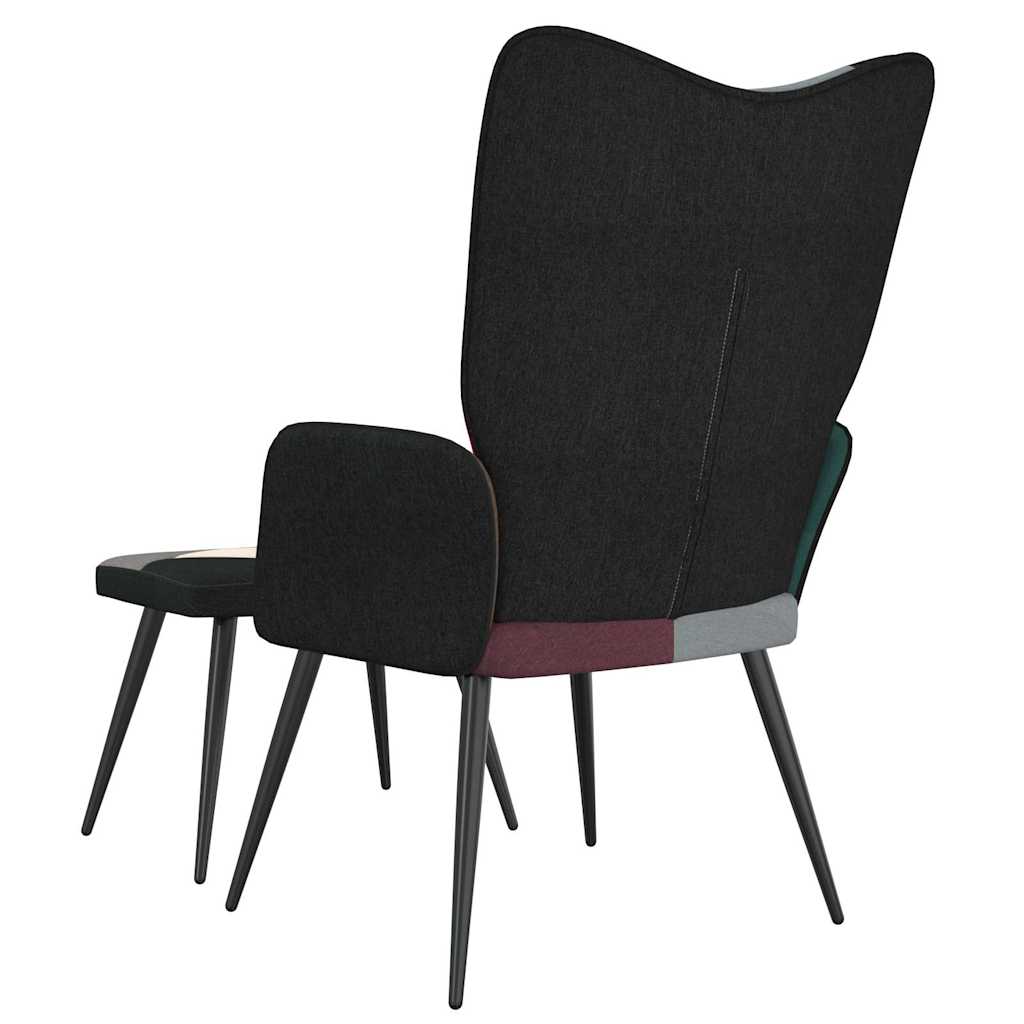 328198 vidaXL Relaxing Chair with a Stool Patchwork Fabric