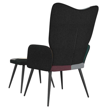 328198 vidaXL Relaxing Chair with a Stool Patchwork Fabric