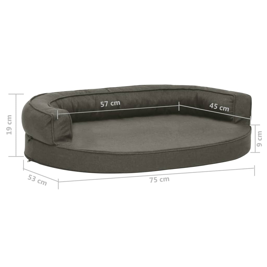 Ergonomic Dog Bed Mattress 75x53 cm Linen Look Dark Grey