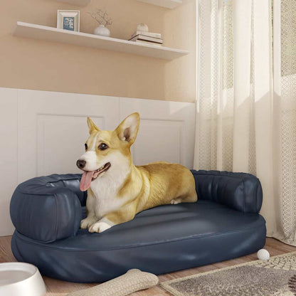 Dog Bed | Dark Blue | Faux Leather | Dog Bed | Rectangular | Modern