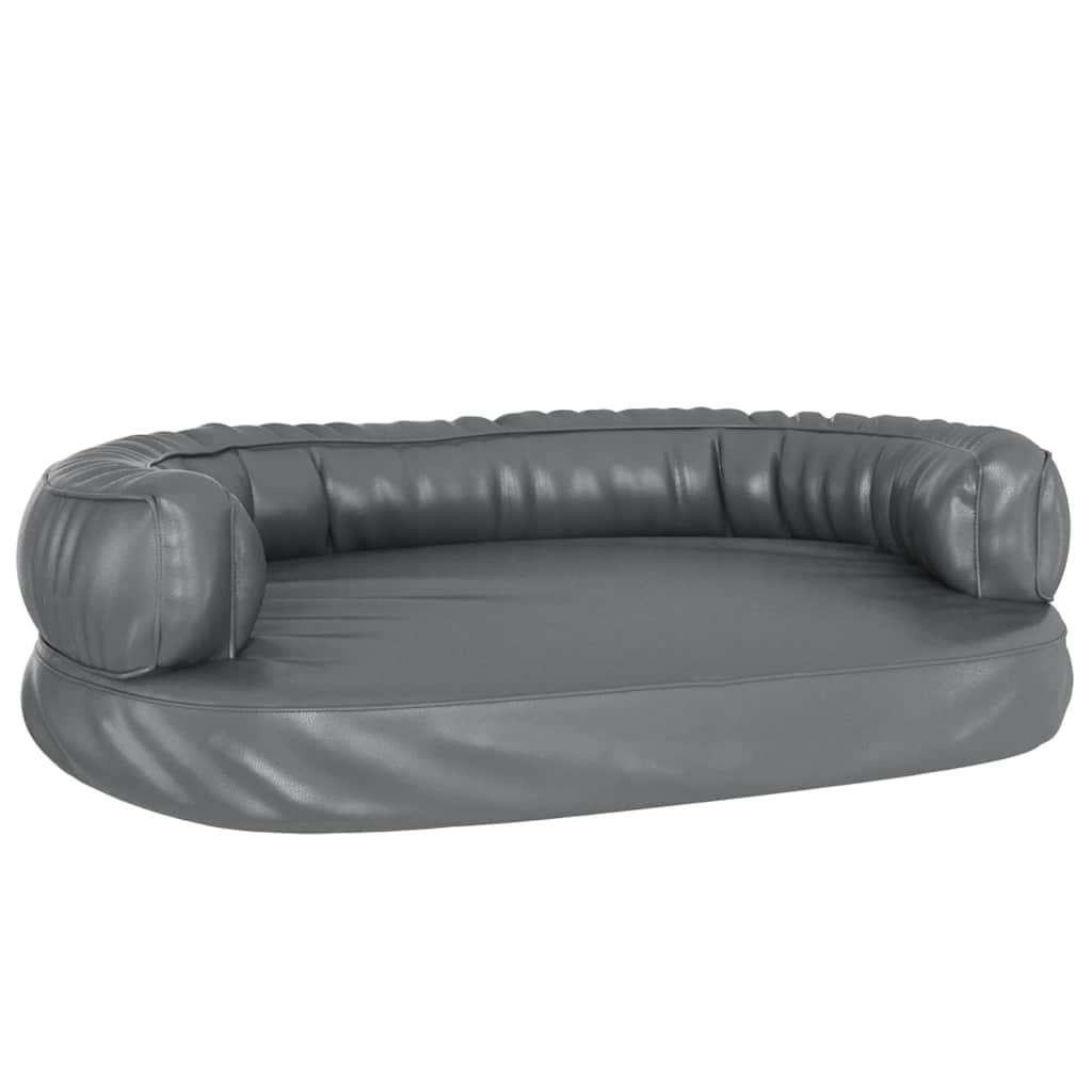 Dog Bed | Grey | Faux leather (100% polyurethane) | 75x53 cm | Ergonomic