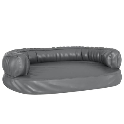 Dog Bed | Grey | Faux leather (100% polyurethane) | 75x53 cm | Ergonomic