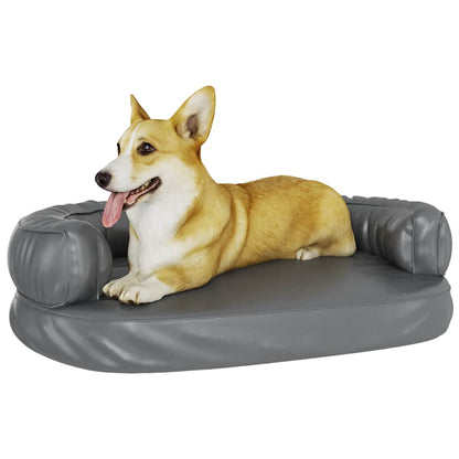 Dog Bed | Grey | Faux leather (100% polyurethane) | 75x53 cm | Ergonomic