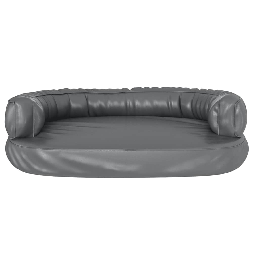Dog Bed | Grey | Faux leather (100% polyurethane) | 75x53 cm | Ergonomic