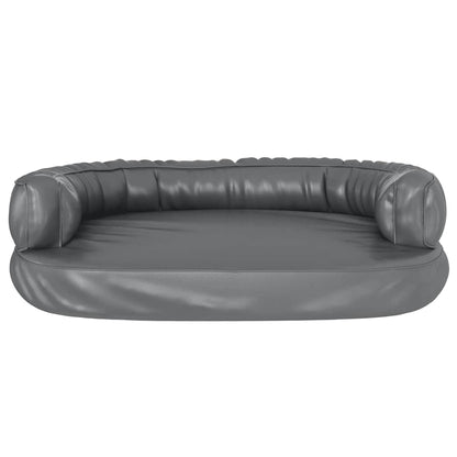 Dog Bed | Grey | Faux leather (100% polyurethane) | 75x53 cm | Ergonomic