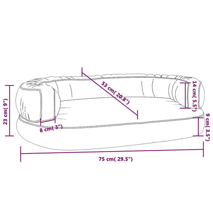 Dog Bed | Grey | Faux leather (100% polyurethane) | 75x53 cm | Ergonomic