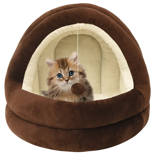 Cat Bed | Brown and Cream | Fleece, PP cotton | Small | Cat Bed