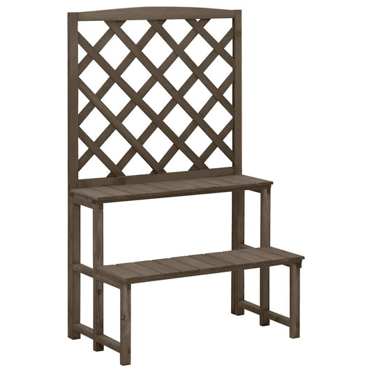 Plant Stand | Grey | Solid Fir Wood | Decorative Inlays