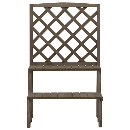 Plant Stand | Grey | Solid Fir Wood | Decorative Inlays