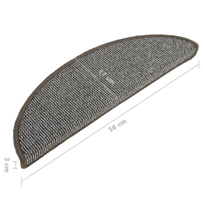 Stair Mats 15 pcs 56x17x3 cm Grey Half Round