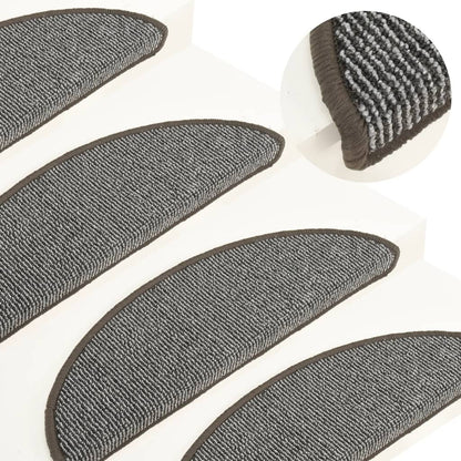 Stair Mats 15 pcs 56x17x3 cm Grey Half Round