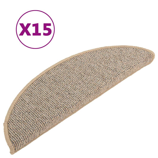 Carpet Stair Tread | Set of 15 | Brown | Polypropylene (PP) | 56 x 17 cm