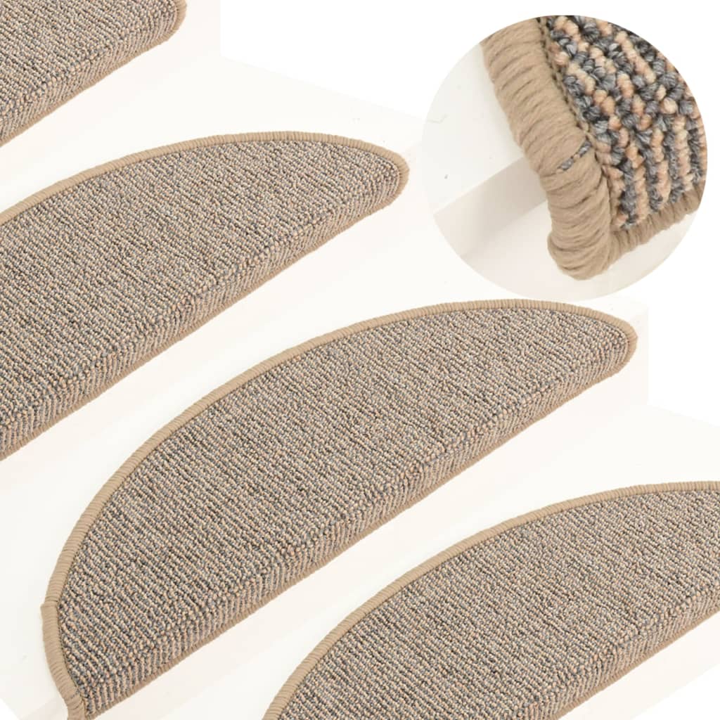 Stair Mats 15 pcs 56x17x3 cm Brown Half Round