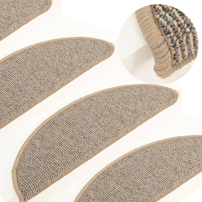 Stair Mats 15 pcs 56x17x3 cm Brown Half Round