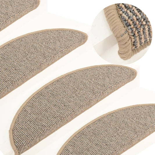 Carpet Stair Tread | Set of 15 | Brown | Polypropylene (PP) | 56 x 17 cm