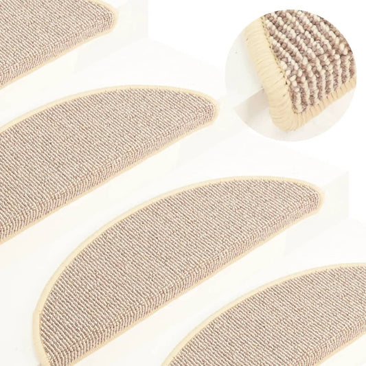 Carpet Stair Tread | Set of 15 | White and Brown | 100% PP | 56x17x3 cm