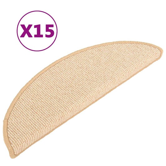 Carpet Stair Tread | Set of 15 | Cream | Polypropylene | 56 x 17 x 3 cm